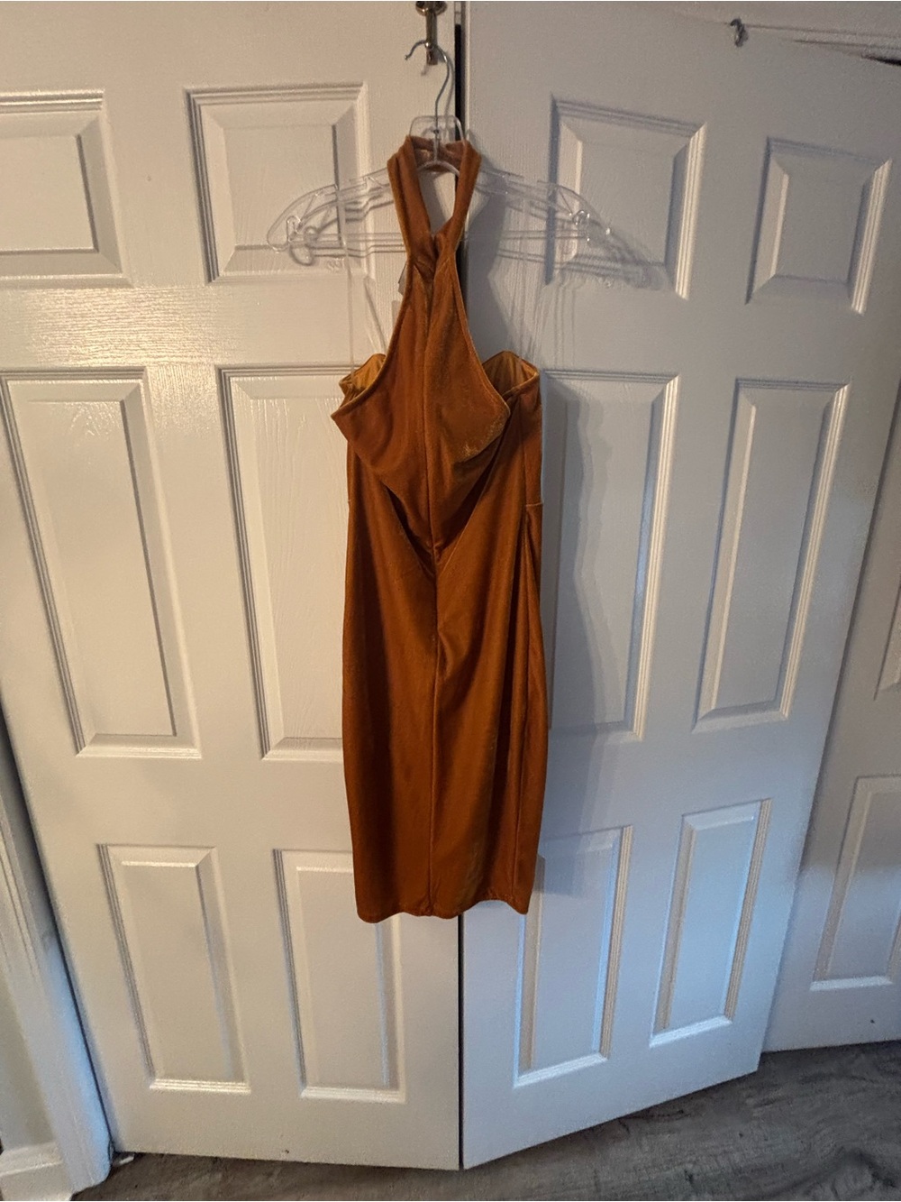 Women's Halter Neck Bodycon Dress in Rust